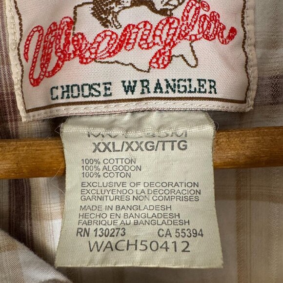 Vintage 90s Snap Shirt, Wrangler Plaid Button Down, Mens Western Clothing - Picture 8 of 8